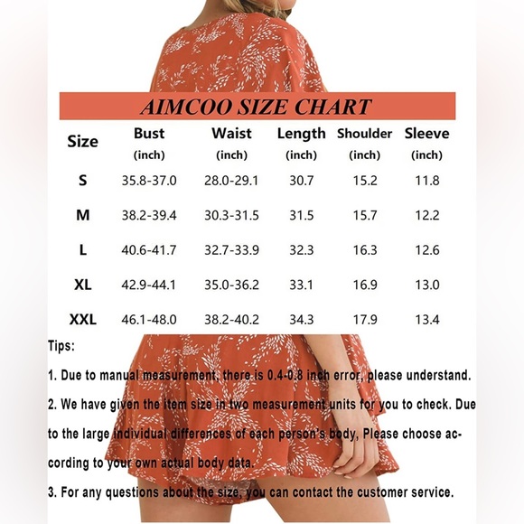 AIMCOO Womens Summer Short Flared Sleeve Romper V Neck - Picture 3 of 4